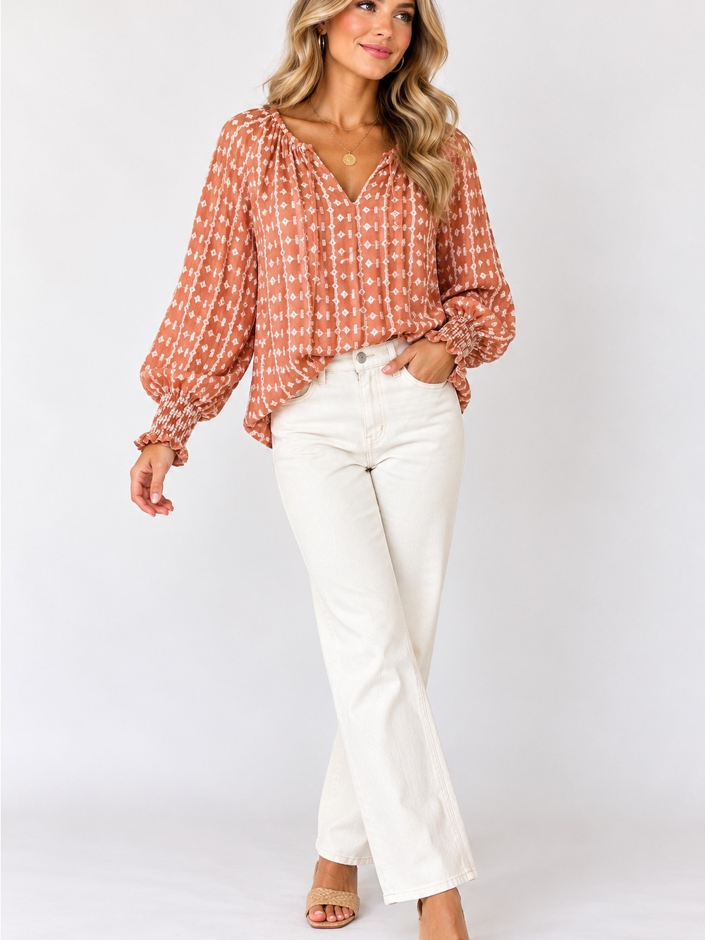 Walter Baker Textured Boho Blouse — LARGE Approx. $158 Retail